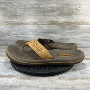 Sperry Top Sider Men's Santa Cruz Brown Leather Thong Sandals Size 14